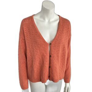 Madewell Cardigan Women Size S Orange Long Sleeve Open Stitch Button Front